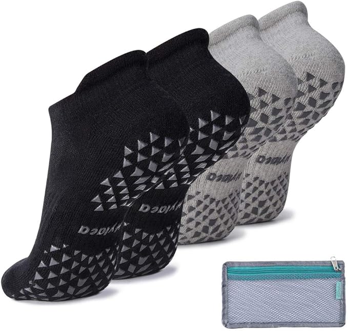 Hylaea Unisex Non Slip Socks with Grip for Yoga, Hospital, Pilates, Barre | Ankle, Cushioned