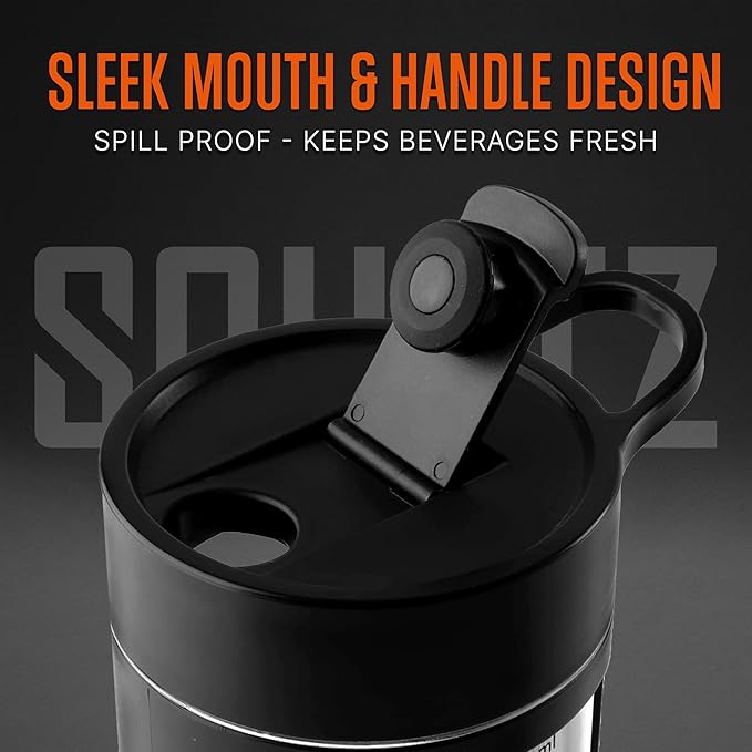 SQUATZ 22 Oz Electric Shaker Bottle - Rechargeable Automatic Protein Shake Blender Flask, Leak-proof & Easy to Clean, Smooth Drink in 15 Seconds, Ideal for Gym Shakes, Coffee, Milkshakes (Black)