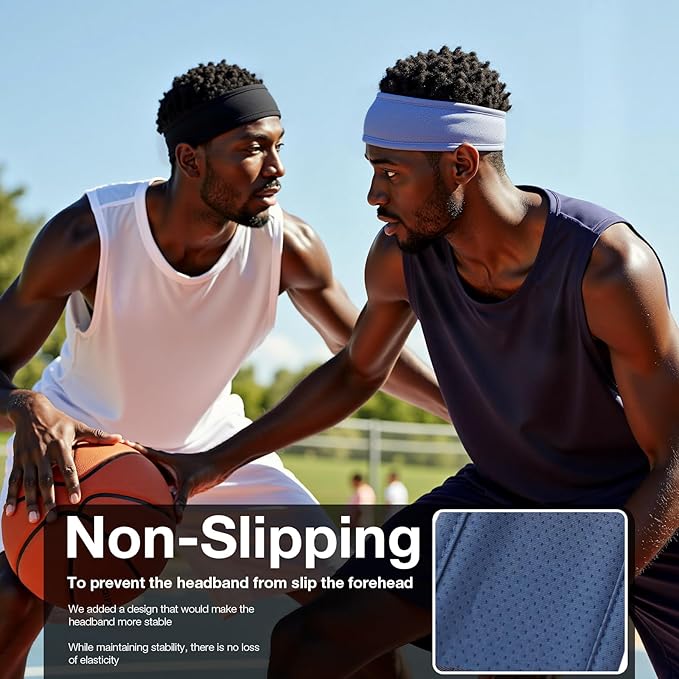 Braylin Men's Headband, 3-Pack Men's Sweatband, Sports Headband for Running, Cycling, Basketball, Fitness Workout, Unisex Headbands