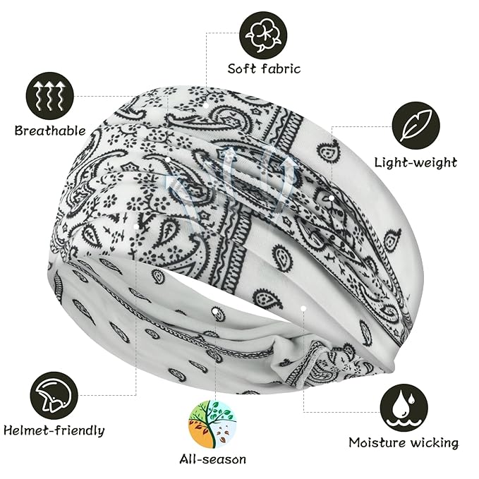 S&N Remille Wide Headbands for Women, Large Hairband, Elastic Non-Slip Headband Twist Knotted Accessories, Yoga Workout Vintage Hair 3 Pack (Colour-11)