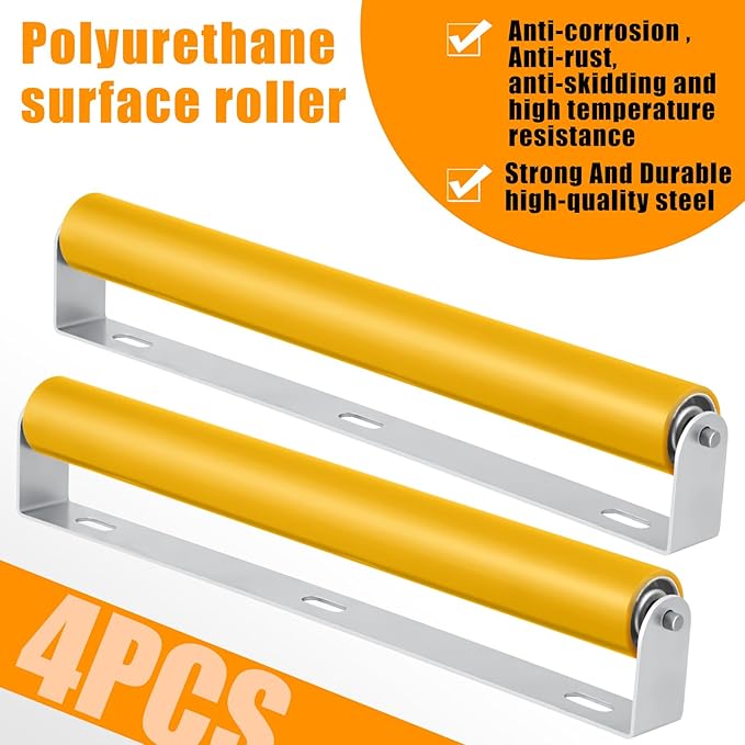 Therwen Boat Trailer Roller with Bracket Set Conveyor Rollers 1.5" Diameter Kayak Roller Metal Roller with Bracket for Transporting Raft Industrial Use