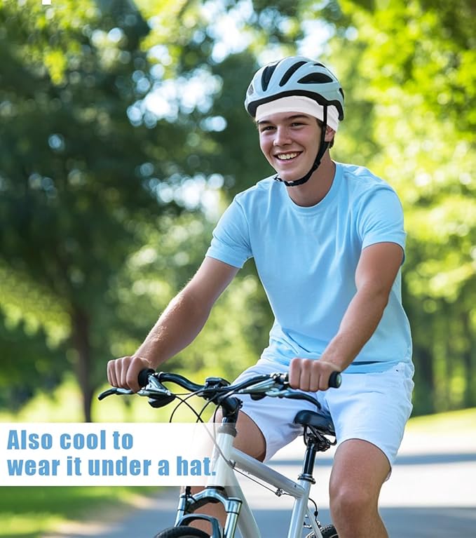 Sport Sweatbands for Men and Womem, 4 Pack, Double-Layer Workout Headbands, Sweat Wicking Hairbands for Fitness Running Football