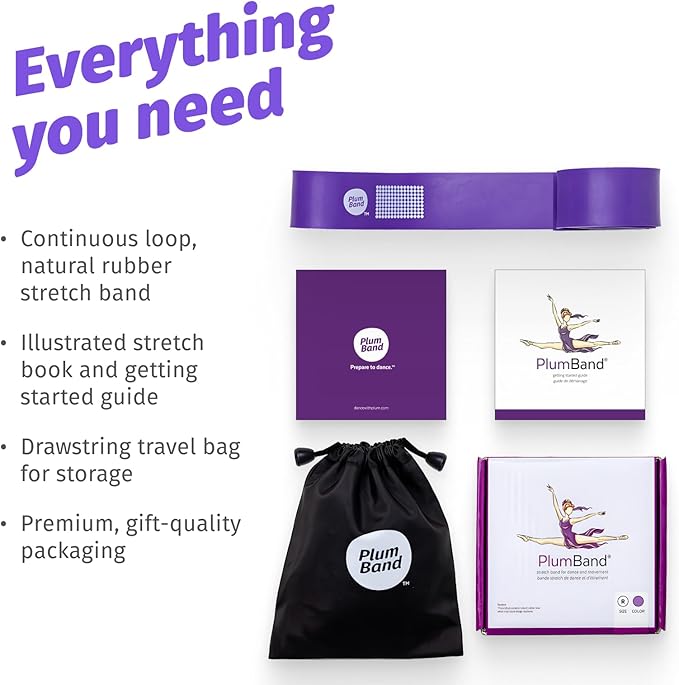 The PlumBand Stretch Band for Dance and Ballet – Premium Gift-Ready Package - Sizes for Kids & Adults – Improve Your Splits, Flexibility and Strength with Stretching