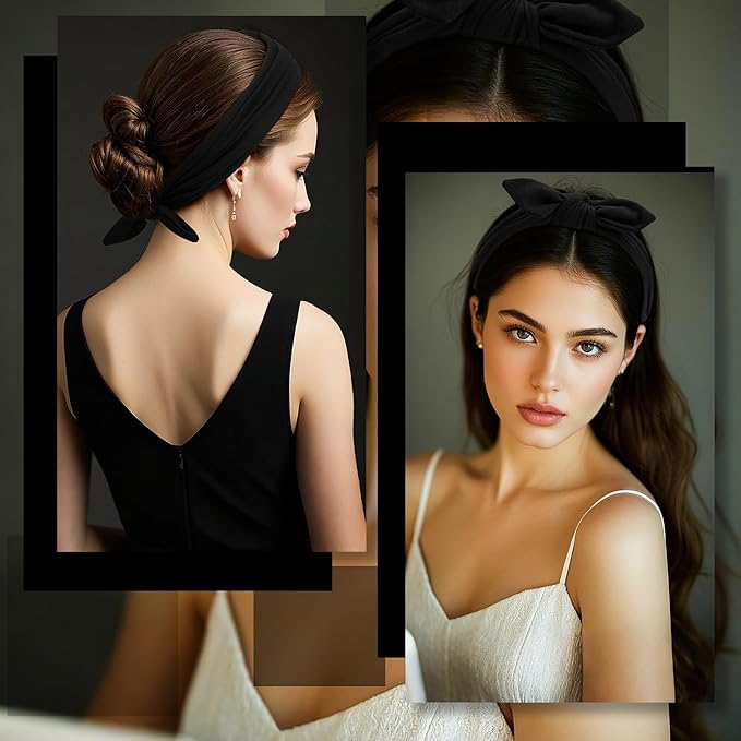 S&N Remille Wide Headbands for Women, Large Hairband, Elastic Non-Slip Headband Twist Knotted Accessories, Yoga Workout Vintage Hair 3 Pack (Multi-colored-2)