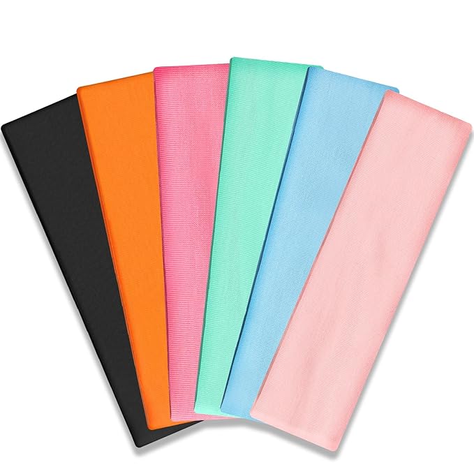 IVARYSS Workout Headbands for Women Non Slip, Premium Stretchy Soft Fabric Head Bands for Women's Hair, Wear for Yoga, Running, Sport, 6 Pack, Multi Color