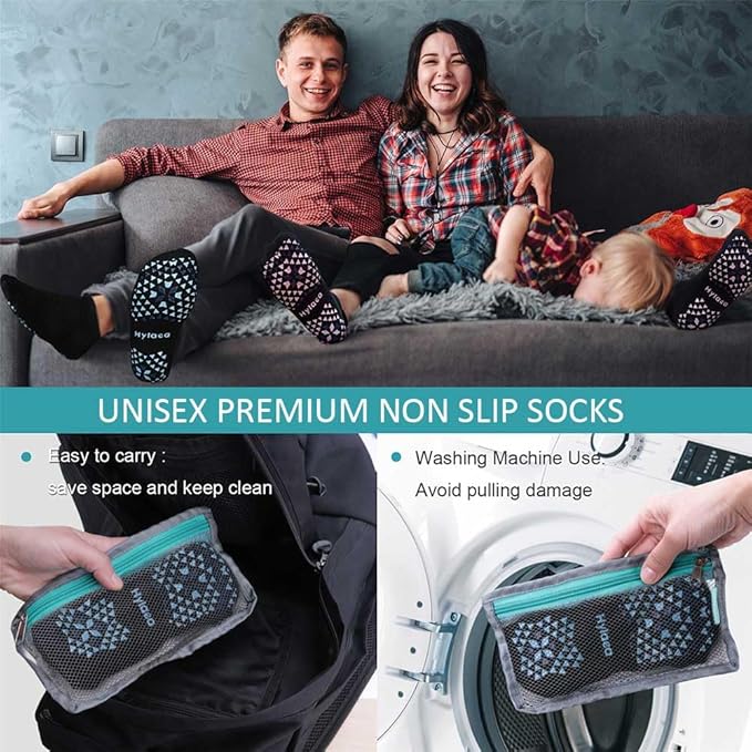 Hylaea Unisex Non Slip Socks with Grip for Yoga, Hospital, Pilates, Barre | Ankle, Cushioned