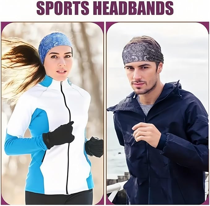 Sweat Headbands for Men,6 Pack Workout Sports Hairband for Gym, Ideal for Fitness,Running,Cycling,Hike