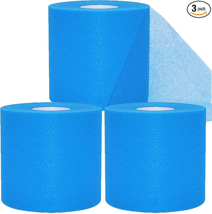 Pre Wrap Tape Athletic,3 Rolls Blue Prewrap Headbands for Hair,Foam Underwrap Sports Wrap