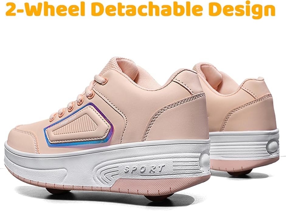 Wooowyet Roller Skate Shoes for Kids Boys Girls Rechargealbe Wheels Sneakers Fashion Roller Wheeled