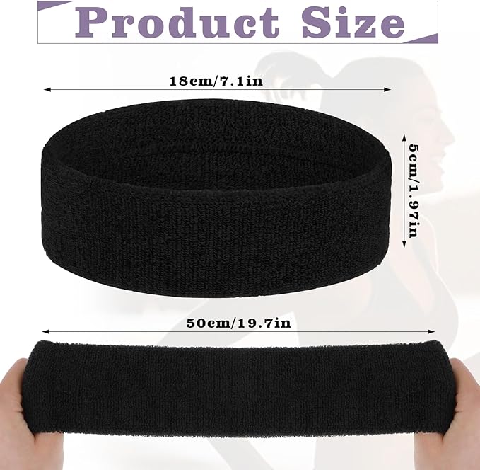 4PCS Sweat Band for Men Women, Sweatbands Sport Headbands Sweat Head Bands Workout Headband Moisture Wicking Athletic Sweatband for Exercise Running Fitness Yoga