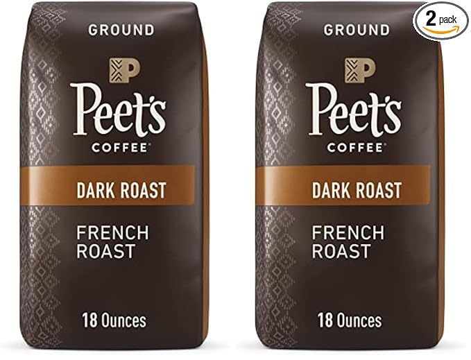 Peet's Coffee, Dark Roast Ground Coffee - French Roast 36 Ounces (2 Bags of 18 Ounces)