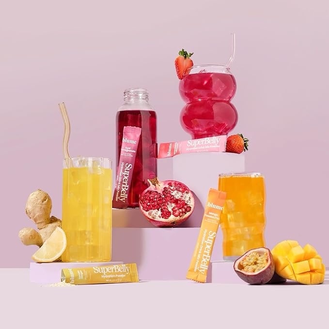 Blume SuperBelly Gut Health and On-The-Go Hydration Packets, Sugar-Free, with Prebiotics, Probiotics, Apple Cider Vinegar, Vitamin C, and Electrolytes, Mango Passion Fruit, 15 Sticks