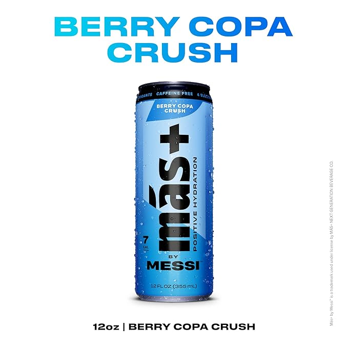 Más+ by Messi 12oz Variety Pack, Sports Drink & Hydration Beverage, Natural Flavors with Vitamins and Electrolytes, No Artificial Sweeteners or Colors, 12-pack