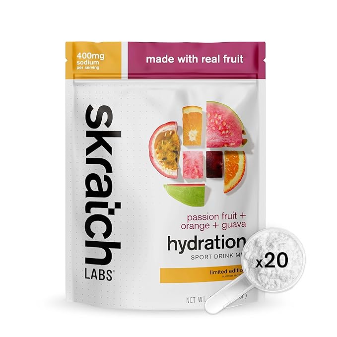 Skratch Labs Hydration Powder | Sport Drink Mix | Electrolytes Powder for Exercise, Endurance, and Performance | Passion Fruit Orange Guava | 20 Servings | Non-GMO, Vegan, Kosher