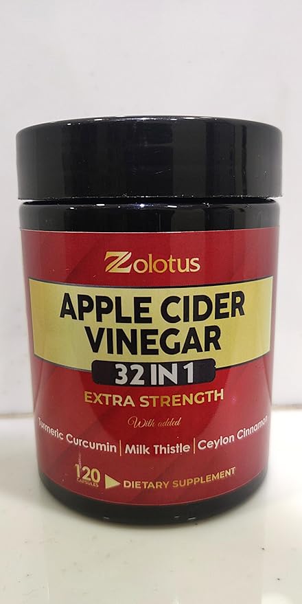 Zolotus 32 in 1 Apple Cider Vinegar Capsules with Turmeric, Cinnamon, Milk Thistle, Elderberry, Quercetin for Support Digestion, Immune 120 Capsules