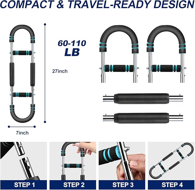 LYKAN Twister Arm Trainer, 40-100lb Adjustable Chest Workout Equipment, Arm Trainer, Twister Arm Trainer, Portable Power Twister Bar, Detachable Design Fitness Anywhere