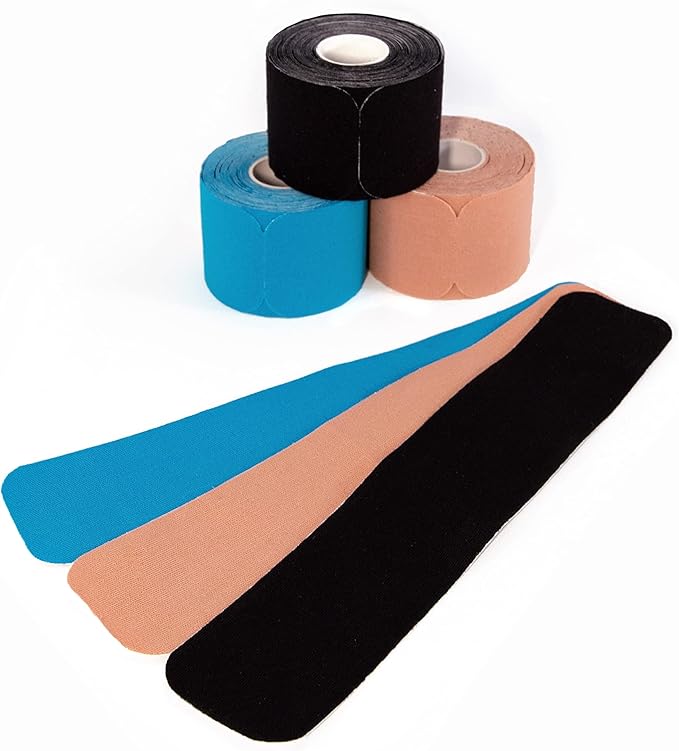 Kinesiology Tapes PRECUT Mix Set | 60 Pre-Cut Multicolored Sport Tape Strips 10 x 2 in - on 3 Rolls | Waterproof • Skin-Friendly • Elastic | Kinesiology Tapes Ideal for Sports