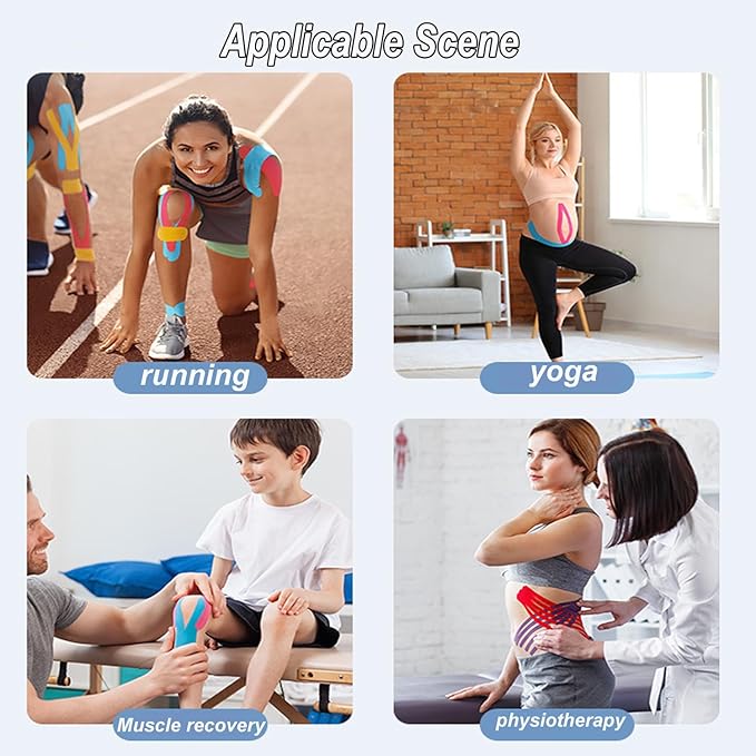 Kinesiology Tape Pro Athletic Sports (3 Rolls,60 Precut Strips) Waterproof Breathable Latex Free Tape for Ankle Wrists Knees Elastic Running Tennis Swimming Football Sports Activities Tapes Black