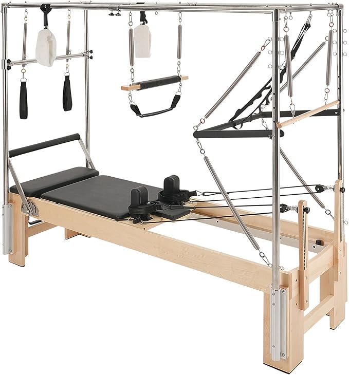 VEVOR Pilates Reformer Machine, Pilates Workout Equipment for Home Gym Studio Use, Pilates Bed with Dual Resistance- Spring & Cord, Reformer Set, Up to 400 LBS