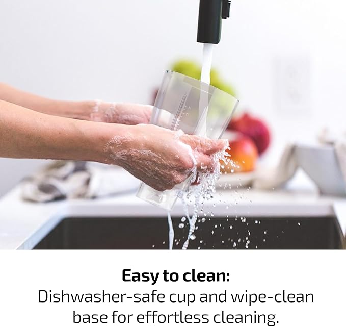 OVENTE Portable Personal Blender for Shakes, Smoothies or Frozen Drinks with 13.5 Oz BPA Free Travel Cup and Lid, Durable Stainless Steel Blades for Powerful Blending Performance, Black BLH1001B