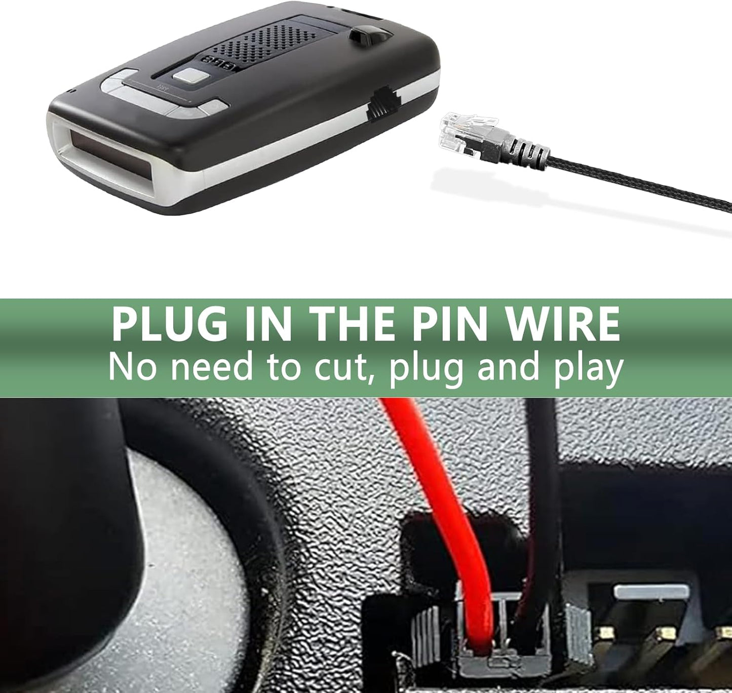 Radar Detector Rearview Mirror Mounting Bracket,13.8" Radar Detector Hard Wire Power Cord Mirror Wire Plug,with Braided Set of 3 (for Escort Max,Max2,Max360 Radar)