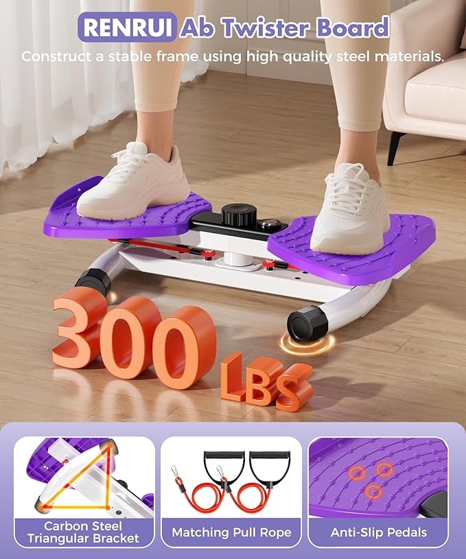 Waist Twisting Machine Fitness Tool, Ab Twister Board with the Smart LED Digital Monitor, 330LBS Capacity & 20dB Ultra-Quiet, Anti-Slip Home Gym Workout Equipment for Women Belly Fat