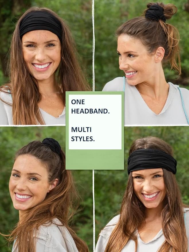 Huachi Wide Headbands: Boho Elastic Non-Slip Thick Stretchy Headbands for Women's Workout, Running, and Active Wear