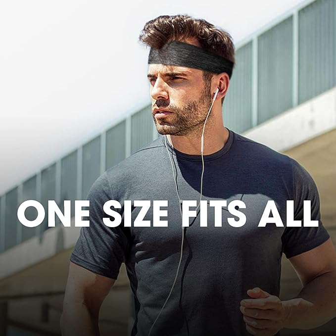 Braylin Men's Headbands, 3-Pack Head Band for Men, Sport Sweatbands for Running Fitness Yoga Cycling, Sweat Wicking Non Slip