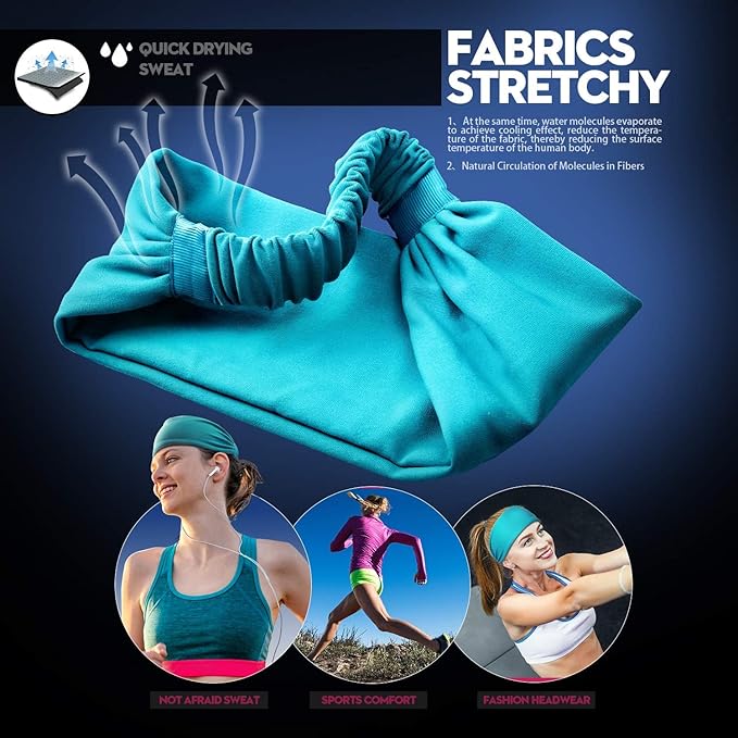 Workout Headbands for Women Sports Sweatbands Yoga Hairbands for Fitness Elastic Athletic Non Slip Wicking Headscarf for Men Womens and Girls 10 PCS (Style 4-10 Color)
