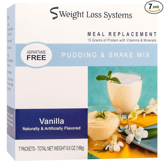 Weight Loss Systems Pudding and Shake Aspartame Free - Vanilla (7/Box) - High Protein - Low Calorie - Low Fat - Low Carb