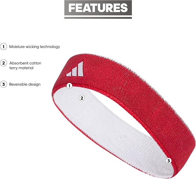 Adidas Unisex-Adult Interval Reversible Elastic Sweat Headband for Men and Women