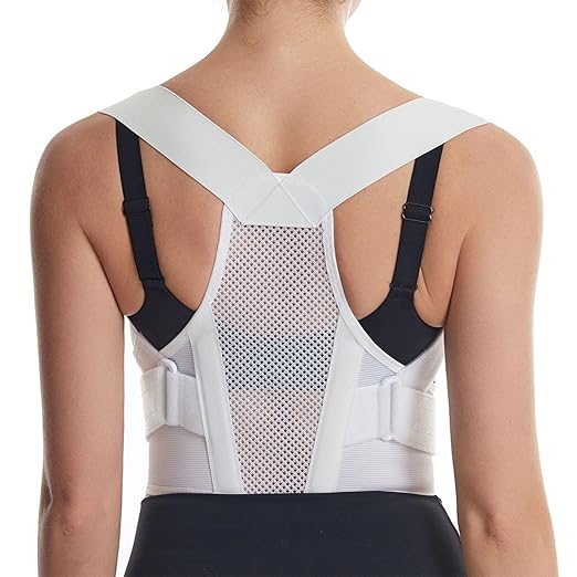 Posture Corrector for Women,Upper Back Pain Support,Slim & Adjustable Shoulder Brace - Back Brace for Back Pain Relief,Chest Pain Relief,White,Small