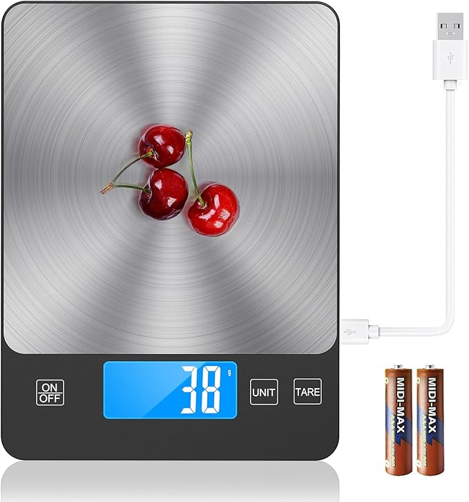 NASA-Grade 33lb Digital Kitchen Scale, Precisely Measures Grams and Ounces for Baking and Cooking,304 Stainless Steel