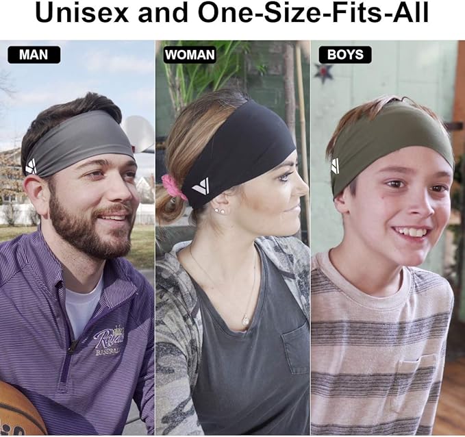 Vgogfly Running Headbands for Men Sweatbands Sports Sweat Bands Mens Workout Thin Fitness Gym Yoga 4 Pack…