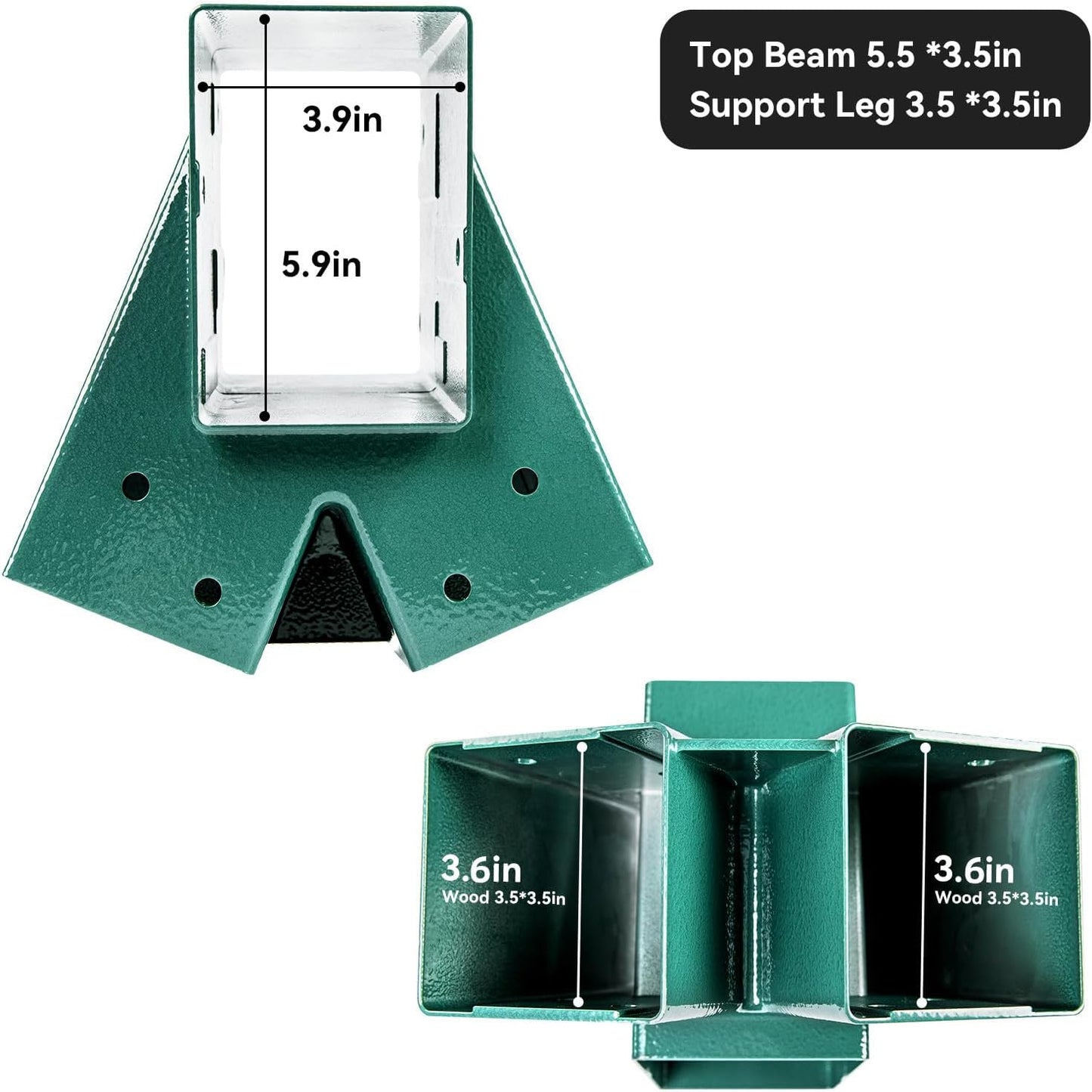 Heavy Duty Swing Sets Brackets Including 2 A-Frame Swing Set Brackets and 4 Swing Hangers for Playground Equipment Mounting Parts Hardware Included (Green)