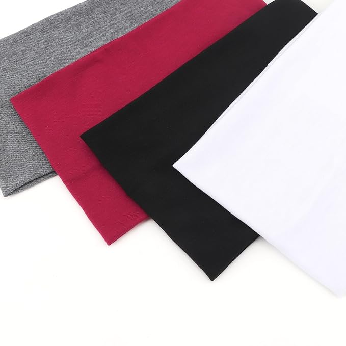 DRESHOW Wide Headbands for Women Elastic Turban Hair Bands Boho Head Bands for Women's Hair Non-Slip Yoga Workout Hairband Girls Accessories 4 Pack