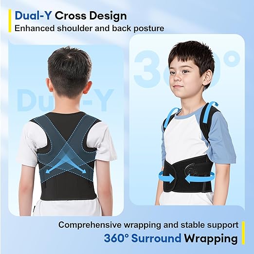 Back Brace Posture Corrector for Kids, Adjustable Full Back Support, for Upper and Lower Back Pain Relief, Scoliosis, Dowagers Hump, Hunchback, Thoracic, Spine Corrector (Small, Waist: 15''-20'')