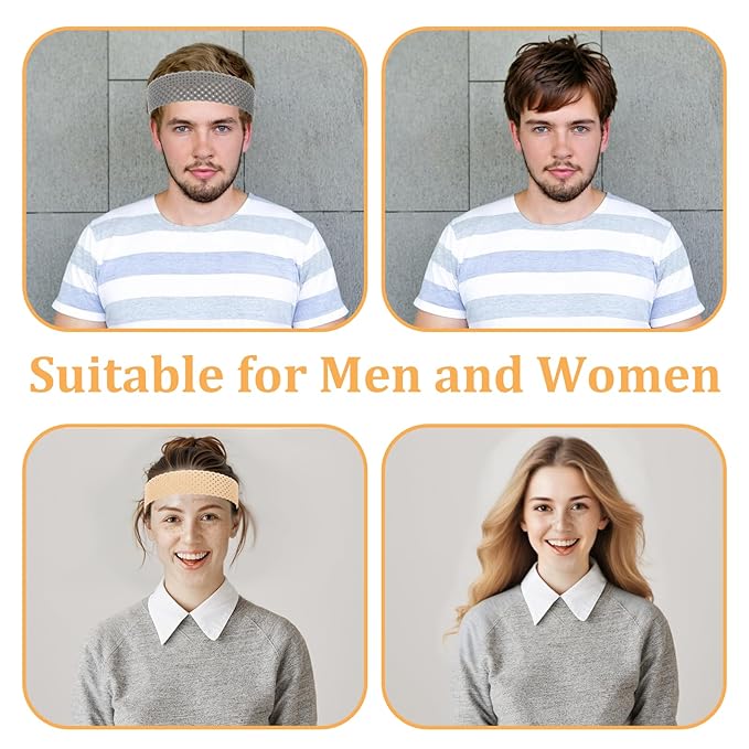 Adjustable Silicone Wig Headband Grip, 2 PCS Wig Grip Band Adjustable Elastic Fixed Non Slip Wig Straps Women Wig Bands Sweat-Proof Hold Wig Cap Hairband for Keeping Wig in Place(Black Beige)