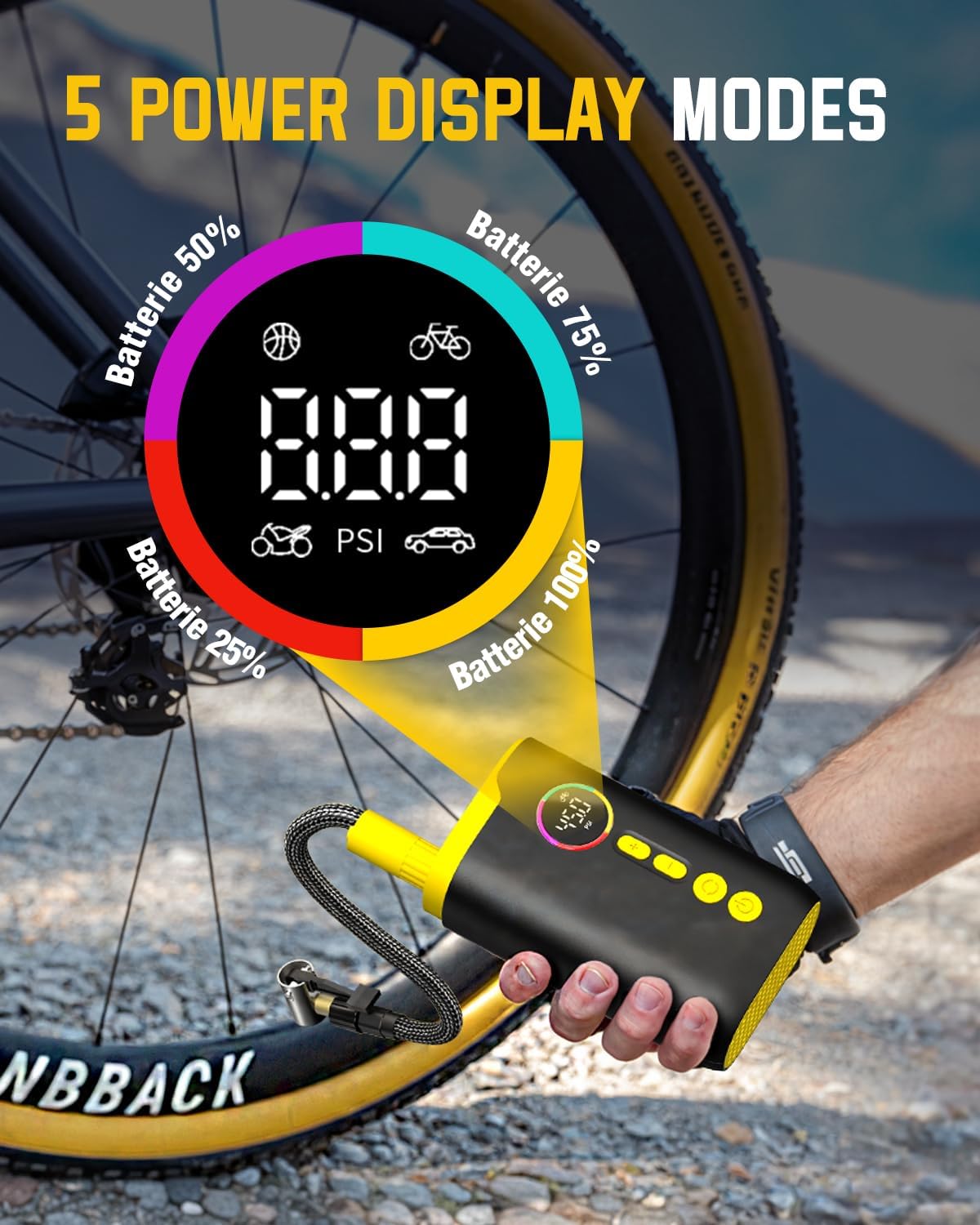 NEVERLAND Tire Inflator Portable Air Compressor - 150 PSI Electric Air Pump for Car Tires with Auto Shut, Cordless Tire Air pPump for Bicycle, Motorcycle, Bike Tire Pump with Gauge