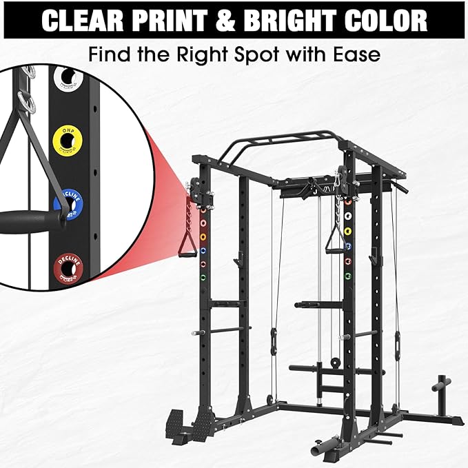 Mikolo Squat Rack Magnetic Position Markers - Power Cage Attachment, for J-Hooks and Spotter Arms (1" Holes)