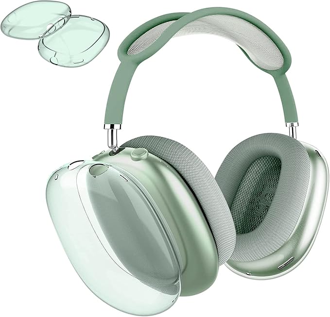 for AirPods Max Case Clear,Shockproof Clear Case for Airpods Max Case Cover,Anti-Scratch Soft TPU Protective Case No Yellowing Transparent Accessories for Apple AirPods Max Headphone-Green