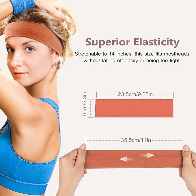 Headbands for Women Non Slip - 7PCS Fashion Sports Hair Bands for Women's Hair, Soft Cotton Cloth Stretchy Headbands for Women for Workout Yoga Running