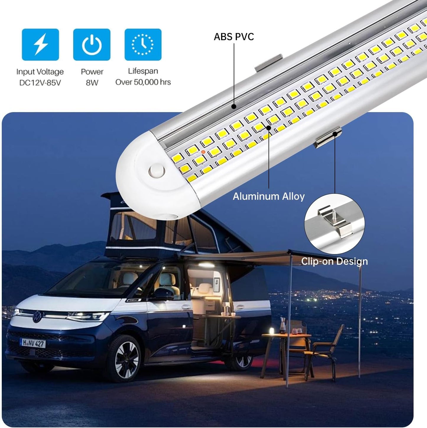 Enclosed Trailer 12v Led Light Bar, 120Leds 1500lm 8W DC 12 Volt Led Strip Lights with On/Off Switch, for Enclosed Cargo Trailer, Car Rv Van Truck Lorry Camper Boat Caravan Motorhome