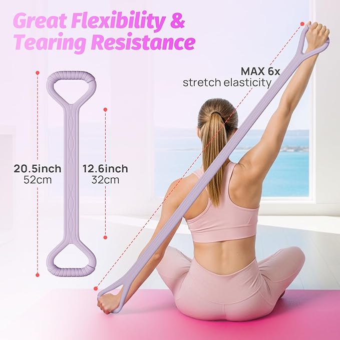 Figure 8 Fitness Resistance Band, Unbreakable Thicken 25lb Elastic Excercise Band for Working Out, Non-Slip Silicone Bands for Strength Stretch Training Arms Back Shoulder Chest Yoga Pilates