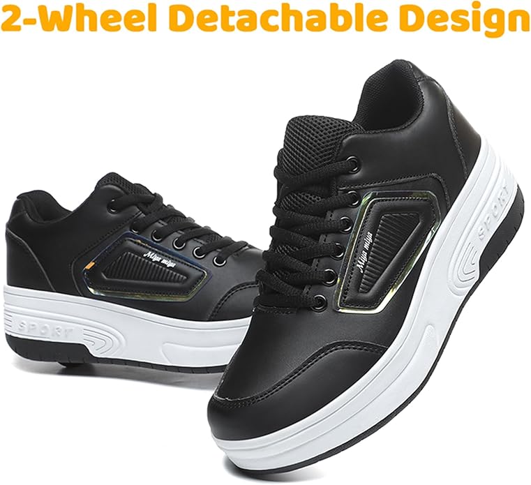 Wooowyet Roller Skate Shoes for Kids Boys Girls Rechargealbe Wheels Sneakers Fashion Roller Wheeled