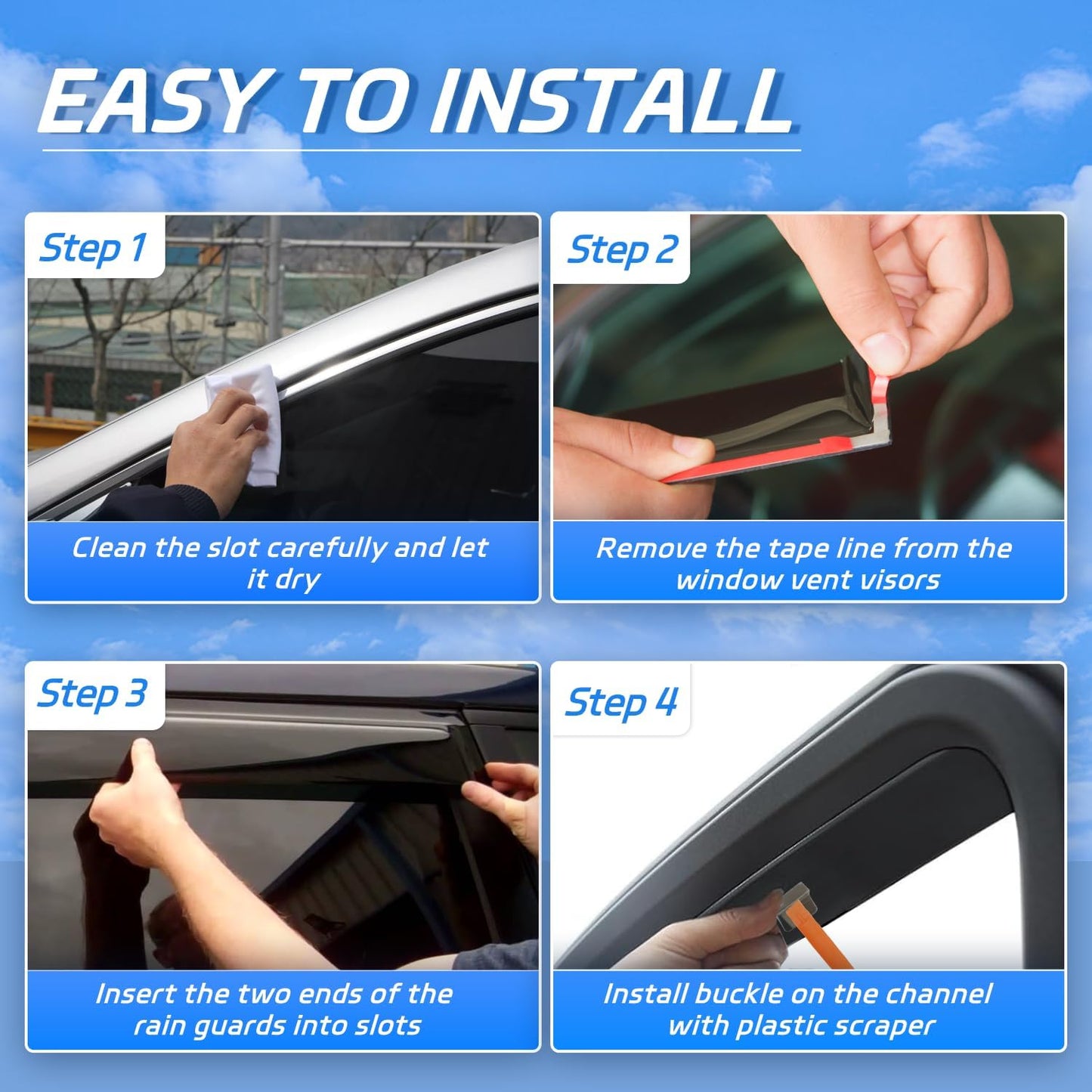 4pcs in-Channel Rain Guards Fit for 2022 2023 2024 Honda Civic Hatchback,Smoke Tinted Window Visors Sun Shields, Wind Deflector, Durable Vent Visors Shade