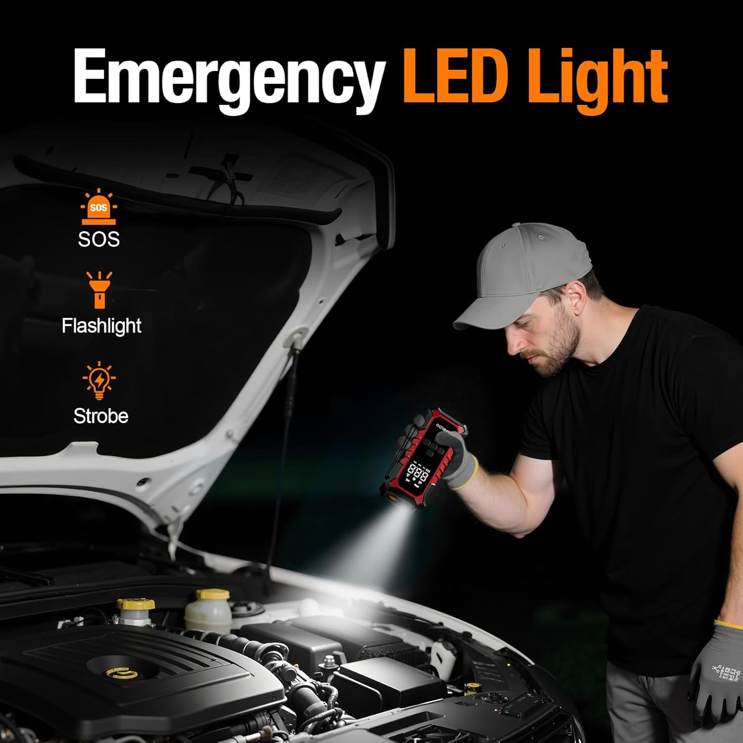 GOOLOO A6 Gear Tire Inflator Portable Air Compressor, 160 PSI Cordless Tire Inflator with Digital Pressure Gauge &LED Light, Air Pump for Car Tires, Bike, Motorcycle, Balls