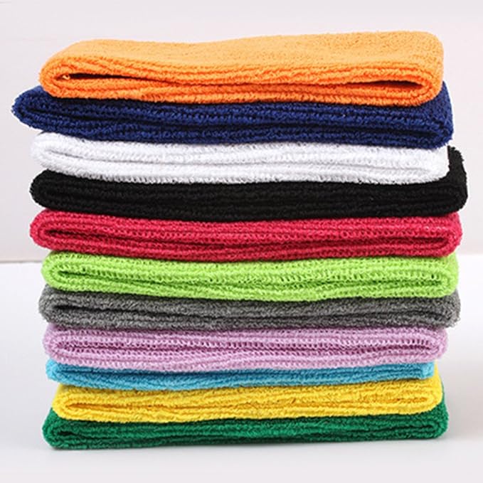 Yeshan 12 Packs Wicking Stretchy Athletic Sweatband/Sport Headbands/Head wrap/Yoga Headband/Head Scarf/Best Looking Hairband for Sports or Fashion,Towel Material
