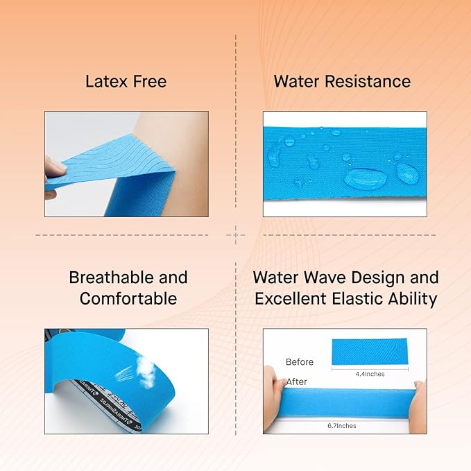 OK TAPE Kinesiology Tape, Regular Original Cotton Elastic Athletic Tape for Support and Recovery, Sports Tape, 2in×16.4ft Uncut Roll - Black