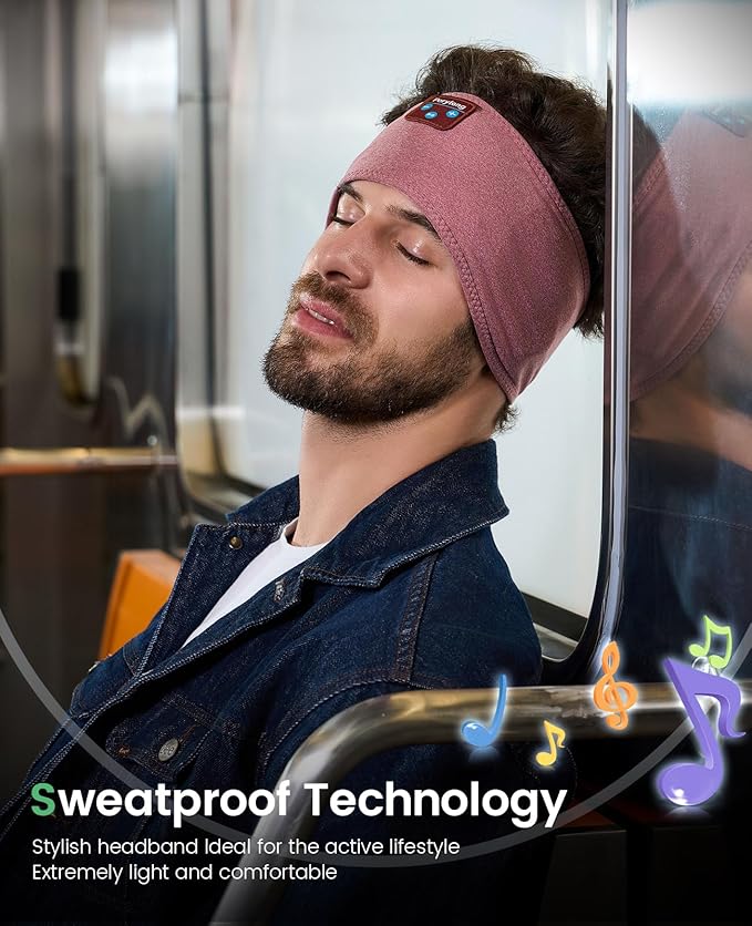 Perytong Sleep Headphones Bluetooth Headband Headphones Wireless Earphones Hi-Fi Music Headband Earbuds, Sleeping Ear Muffs Sleep Mask Gifts for Men Women Kids Teens